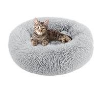 Panier Chat Chien Lit Rond pour Chats Chiens Peluche Coussin pour Animaux de Compagnie Moelleux Paniers Donut pour Chat Petit Chien Moyen (60CM, Gris Clair)