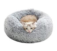 Panier Chat Chien Lit Rond pour Chats Chiens Peluche Coussin pour Animaux de Compagnie Moelleux Paniers Donut pour Chat Petit Chien Moyen (50CM, Gris clair)