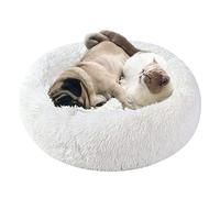 Panier Chat Chien Lit Rond pour Chats Chiens Peluche Coussin pour Animaux de Compagnie Moelleux Paniers Donut pour Chat Petit Chien Moyen (70CM, Blanc)