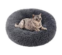 Panier Chat Chien Lit Rond pour Chats Chiens Peluche Coussin pour Animaux de Compagnie Moelleux Paniers Donut pour Chat Petit Chien Moyen (60CM, Gris)