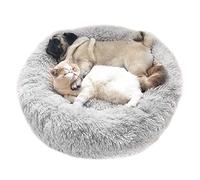 Panier Chat Chien Lit Rond pour Chats Chiens Peluche Coussin pour Animaux de Compagnie Moelleux Paniers Donut pour Chat Petit Chien Moyen (70CM, Gris Clair)
