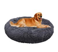 Panier Chat et Chien Moelleux Rond, Forme Donut, Panier Chat Anti-Dérapant Lavable, Lit Donut Orthopédique Anti Stress Apaisant en Peluche pour Chat Chien Petit Moyen Taille (Gris foncé,60CM)