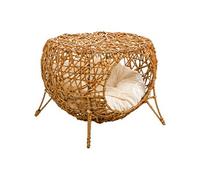 Pawhut Panier chat Lit cosy Grand Confort Ø40×32 cm, coussin moelleux polyester, rotin beige