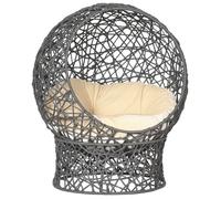 PawHut Panier Chat lit surélevé Chat Cosy Niche Grotte Grand Confort Support détachable Design surélevé 50 x 50 x 60 cm Coussin Moelleux crème Inclus, en Corde en Polyester Violet