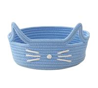 Panier Chat Rond rangement rond | corbeille tressée avec oreilles bac à rangement tressé rond avec oreilles chat, gain de place et déco, pour salon, chambre,