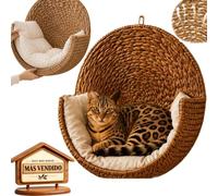 Panier Chat Suspendu Mural Hamac Suspendu, Rotin Nid Spacieux Animal，2pcs | Panier Demi-SphèRe IntéRieur Confortable, Pour Chats Convient Pour Petit Chien, Pour Chat Animaux De Compagn
