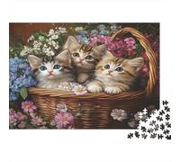 Panier Chatons Mignons Casse-tête 1000 Pièces avec Découpe De Précision,Jeu De Puzzle Premium Puzzle De Développement Cognitif pour Une Activité Intergénérationnelle,Passion Nature 70x50cm/100