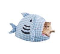Panier Chauffant pour Chat - Maison Forme Requin | Panier Chaud Doux pour,pour Maîtres Soucieux du Froid Période de Convalescence Nuit Sommeil Sieste Jour Cabinet Vétérinaire