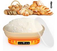 Panier chauffant pour pain au levain, 2 L, bol ovale en silicone thermostatique avec 6 réglages de minuterie et de température pour lever la pâte, passe au lave-vaisselle, bol pliable pour débutant au