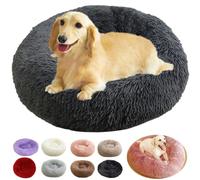 Panier Chien, Coussin Chien Apaisant Lavable, Panier pour Chien Moyen Taille, Différentes Couleurs et Tailles, Lit pour Chien Donut (Dark Grey, 60cm)