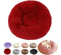 Panier Chien, Coussin Chien Apaisant Lavable, Panier pour Chien Moyen Taille, Différentes Couleurs et Tailles, Lit pour Chien Donut (Bordeaux, 50cm)