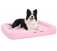 Panier Chien - Coussin Chien et Chat - Naya Rose avec Rebord - 100,5 x 63,5 x 8 cm - Peluche - Mousse 1,5 cm - Lavage Main - Fond antidérapant - adapté Cage métallique