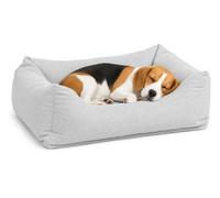 Panier Chien - Coussin Chien et Chat orthopédique à mémoire de Forme - Baleno Rectangle Gris Clair - 80 x 67 x 22 cm - Déhoussable - Lavable à 30°C - Flamingo