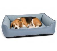 Panier Chien - Coussin Chien et Chat - Tapis rafraichissant - Panier Rectangulaire Varga Bleu - Housse Amovible - Antidérapant - Frais en Été et Confortable en Hiver - 80 x 67 cm - Flamingo