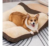 Panier Chien Grande Taille, Canapé Chiens Dehoussable Lavable, Lit pour Animaux Anti Stress, Fond Antidérapant, Lit pour Animaux, Rembourrage Doux (100x75x21cm,Brun)