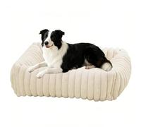 Panier Chien Lavable Dehoussable, Panier Orthopédique pour Chat, Fond Antidérapante, Coussin Douillet pour Animaux pour Chiens et Chats de Tout âge (Blanc,109x76x20cm)