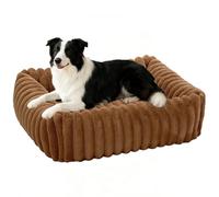 Panier Chien Lavable Dehoussable, Panier Orthopédique pour Chat, Fond Antidérapante, Coussin Douillet pour Animaux pour Chiens et Chats de Tout âge (Brun,50x48x15cm)