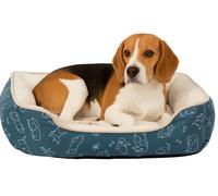 Panier Chien - Lilly Bleu - 60 cm - Peluche Douce et Textile léger - Garnissage Polyester - Fond antidérapant - Flamingo