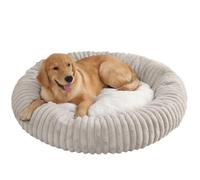 Panier Chien, Lit Moelleux pour Chat en Forme de Beignet, Rembourrage Doux, Lavable, Base Antidérapant, Coussin Anti-anxiété pour Petits et Grands Animaux Domestiques (Beige,40cm/15.7in)