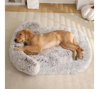 Panier Chien Orthopedique et Dehoussable,Lit pour Chiens et Chats,Coussin Chien Anti Stress Lavable et Antidérapant,Tissu Peluche Doux et Moelleux,Bords Surélevés (Café Ombré,150x80x18cm)