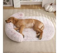 Panier Chien Orthopedique et Dehoussable,Lit pour Chiens et Chats,Coussin Chien Anti Stress Lavable et Antidérapant,Tissu Peluche Doux et Moelleux,Bords Surélevés (Rose Ombré,150x80x18cm)