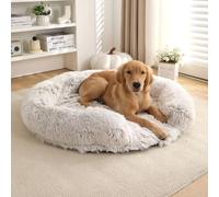 Panier Chien Orthopédique Taille XXL, Lit pour Chat Dehoussable, Coussin Animaux Lavable, Canapé Chiot, Tissu Peluche Doux, Base antidérapante, Tapis Matelas (Café Ombré,60CM)