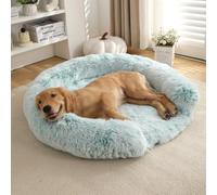 Panier Chien Orthopédique Taille XXL, Lit pour Chat Dehoussable, Coussin Animaux Lavable, Canapé Chiot, Tissu Peluche Doux, Base antidérapante, Tapis Matelas (Vert Ombré,110CM)