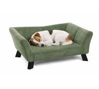 Panier Chien - Panier Chat - canape Chien - Damario - Sofa - rectangulaire - Verte - 62,5x43x25 cm - Textile et Bois - pour Petits Chiens et Chats - Pieds en Bois