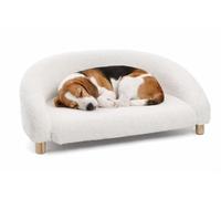 Panier Chien - Panier Chat - canape Chien - Dorado - Sofa - Demi-Ronde - Blanche - 77x50x27 cm - Textile et Bois - pour Petits Chiens et Chats - Pieds en Bois