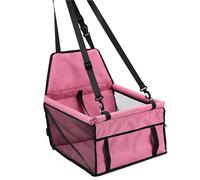 Panier Chien Voiture,Siege Auto Chien Sac Suspendu Amovible et Lavable Siège de sécurité Lit for Animal Compagnie Tapis nid Voiture Expérience Voyage Confortable(Pink)