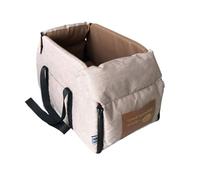 Panier Chien Voiture,Siege Auto Chien Siège Auto rehausseur Portable for Petits Chiens et Chats, avec accoudoir Central Sangle de sécurité(Khaki Small)