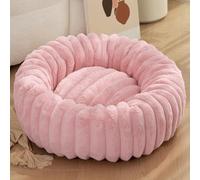 Panier Chiens et Chats, Lit Ronde en Forme de Beignet, Panier pour Chien Moelleux et Apaisant, Anti-anxiété, Coussin Antidérapant pour Grande Moyen Petit Chiens (Rose,110cm/43.3in)