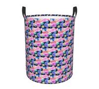 Panier circulaire confortable avec impression drapeau américain du 4 juillet - Panier à linge sale - Solution de rangement multi-pièces