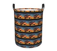 Panier circulaire confortable avec impression éléphant africain - Panier de rangement stable - Panier à linge sale - Solution de rangement multi-pièces