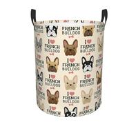 Panier circulaire confortable avec impression « I Love Bulldog français » - Panier à linge sale - Solution de rangement multi-pièces
