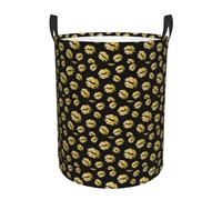 Panier circulaire confortable avec motif lèvres dorées - Panier de rangement stable - Panier à linge sale - Solution de rangement multi-pièces