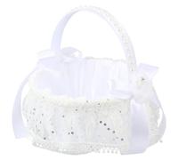 Panier Cm Blanche en Mariage Poignée avec Dentelle 18x18x19