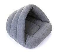 Panier confortable pour chien style igloo avec base antidérapante - Gris, bordeaux, vert, tissu marron - Tailles S, M, L - Couffin pour animal domestique
