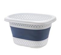 Panier Corbeille à linge Retractable et pliable 45 litres, Panier à Linge Pliable Peu Encombrant avec Poignées Ergonomiques, Bassine à Linges Rétractable, Grande Capacité, Gris et Blanc (Gris)
