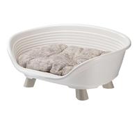 Ferplast Lit surélevé plastique Motif Throne – Coussin coton lavable antidérapant – Blanc 61,5×45×26