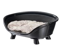 Ferplast Lit surélevé Throne 61,5×45×26 – Plastique lavable, coussin coton, antidérapant, Noir