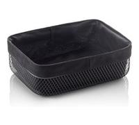 WAS Germany Corbeille à pain décorative métal revêtu, insert coton Noir 27 x 20 x 8,5 cm