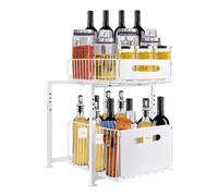 Panier Coulissan pour Cuisine, Coulissant Tiroir Étagères pour Placard Meuble Cuisine Salle Bain, 29 x 38 x 49 cm (blanc)