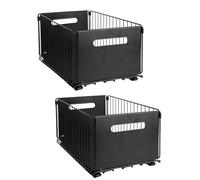 Panier Coulissan pour Cuisine, Coulissant Tiroir Étagères pour Placard Meuble Cuisine Salle BainPanier Coulissan pour Cuisine, Garde-Manger, Noir - 38 x 25 x 19 cm (2 pièces)