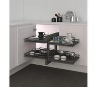 Panier coulissant 839 Compact pour meuble d'angle - Ellite - 414 mm - blanc INOXA