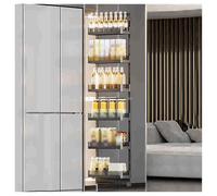 Panier coulissant étroit à 7 niveaux pour armoire, étagère de rangement haute avec séparateurs, organisateur coulissant pour armoire, pour cuisine, salle de bain, garde-manger (260 x 410 x 6 nive