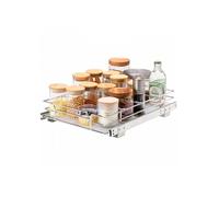 Panier coulissant sous évier 315 x 420 x 85 mm en acier chromé 1 niveau avec tablette charge 13 kg placard 345 x 450 x 185 mm