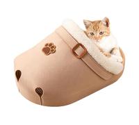Panier Couvert Pour Chat Nid Isolé de Chat en Forme de Pantoufle avec un | Couchage Détachable Pour Chaton Intérieur Maison Hiver Chambre à Coucher Salon Salle de Séjour Chaussons en coton gris CS011