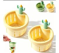 Panier Crépine d'Évier de Cuisine en Forme de Cactus, Filtre d'Évier Amusant avec Poignée de Levage, Collecteur de Résidus Alimentaires Autonettoyant, Vidage Facile par Simple Pression(C)