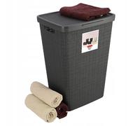 Panier Curver Jute 58L avec couvercle anthracite